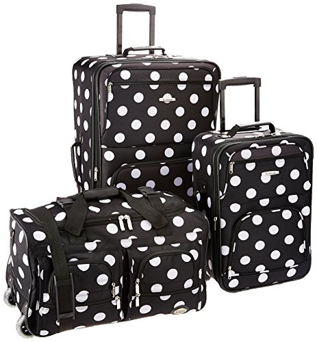 Rockland 3-teiliges Gepäck-Set, transparent, 3-teiliges Gepäck-Set, Schwarze Punkte, Einheitsgröße, Vara Softside 3-teiliges Handgepäck-Set von Rockland