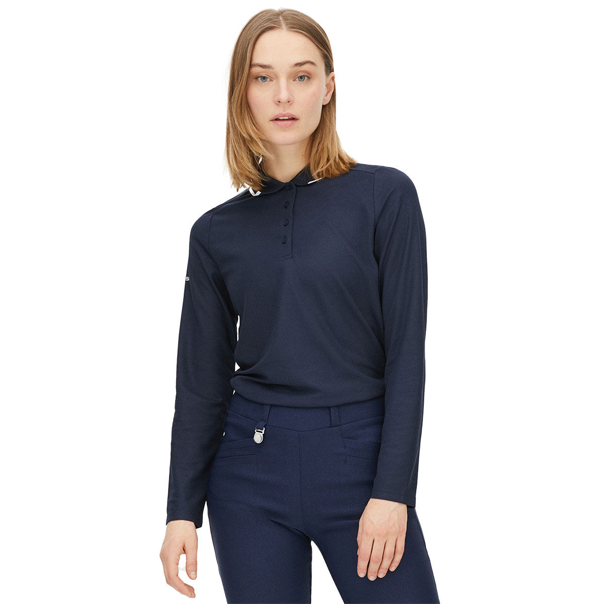 Röhnisch Womens Miriam Long Sleeve Golf Polo Shirt, Female, Navy blue, Medium | American Golf von Röhnisch