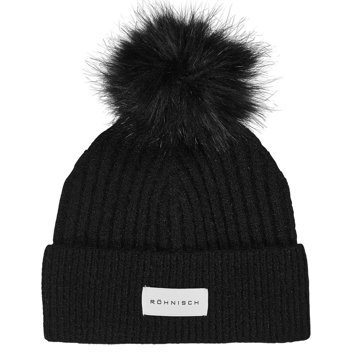 Röhnisch Womens Rib Pom Golf Beanie Hat, Female, Black, One size | American Golf von Röhnisch