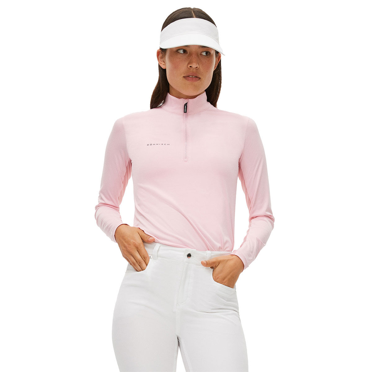 Röhnisch Womens UV Mesh Half Zip Golf Mid Layer, Female, Orchard pink, Large | American Golf von Röhnisch