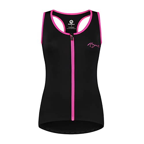 Rogelli Abbey Radtrikot Damen Ärmellos, Fahrradtrikot, Rennrad Trikot, Atmungsaktive, Radsport Shirt - Schwarz/Rosa, M von Rogelli