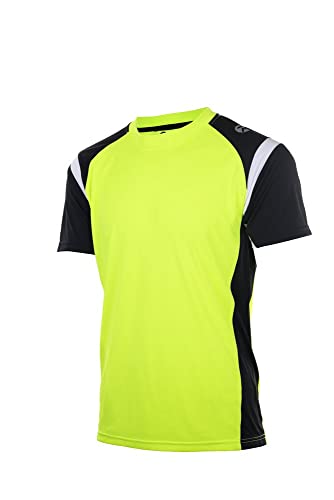 Rogelli Dutton Sportshirt Herren - Technisches Kurzarm-Sport-T-Shirt - Fluor/Schwarz/Weiß - Größe S von Rogelli