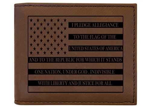 Rogue River Tactical USA American Flag Pledge of Allegiance Herren Leder Bifold Wallet RFID Geschenk für Ihn Papa Vater USA Billfold Patriotisch, Braun, Standard, Patriotisch von Rogue River Tactical