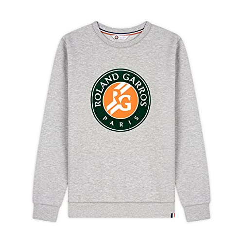 ROLAND GARROS Herren Big Logo Sweatshirt, Rundhalsausschnitt, Motiv: Beau Gamer, Grau meliert, Größe L, Marineblau, L von RG ROLAND GARROS