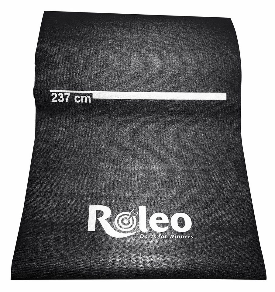 Roleo Dartpfeil Roleo Dartmatte Teppich rutschfest schwarz mit Abstandsmarkierung von Roleo