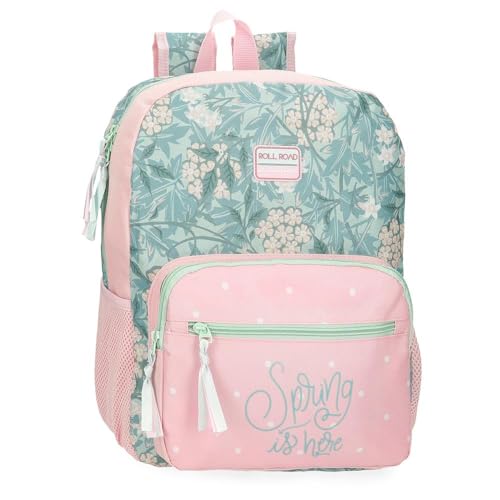 ROLL ROAD Spring is Here Schulrucksack, Rosa, 30 x 38 x 12 cm, Polyester, 13,68 l, Rosa, Schulrucksack von Roll Road