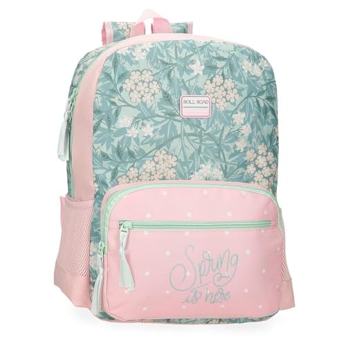 ROLL ROAD Spring is Here Schulrucksack, Rosa, 31 x 42 x 13 cm, Polyester, 16,93 l, Rosa, Schulrucksack von Roll Road