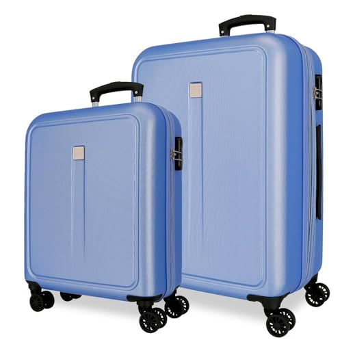 Roll Road Cambodscha Kofferset, Blau, 55/68 cm, starr, ABS, seitlicher Zahlenschloss, 93 l, 6,4 kg, 4 Doppelräder, Handgepäck, blau, Koffer Set von Roll Road