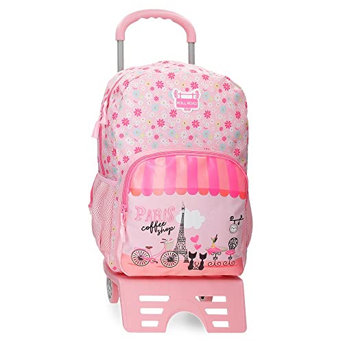 Roll Road Coffee Shop Schulrucksack mit rosa Trolley 31 x 42 x 13 cm Polyester 16,93 l von Roll Road