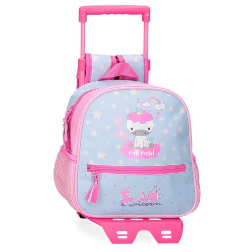 Roll Road I Am a Unicorn Vorschulrucksack mit Trolley, blau, 23 x 25 x 10 cm, Polyester, 5,75 l, blau, Vorschule Rucksack mit Trolley von Roll Road