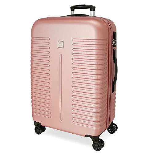 Roll Road India Koffer, mittelgroß, Rosa, 48 x 70 x 27 cm, Hartplastik, seitlicher Kombinationsverschluss, 75 l, 4 kg, 4 Räder von Roll Road