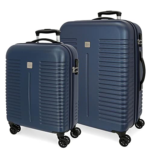 Roll Road India Koffer-Set, Blau, 55/70 cm, starr, ABS-Kombinationsverschluss, seitlich, 112 l, 6,56 kg, 4 Räder, Handgepäck von Roll Road