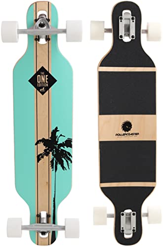 RollerCoaster Longboards Drop-Through The ONE Edition: Feathers, Palms, Stripes (Palms: Mint) von RollerCoaster