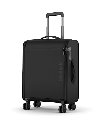 FUTO Faltbarer Koffer – Ultraflach Faltbar, Patentiert, mit Abnehmbaren Rädern – Revolutionäres Reisegepäck (Black, Cabin S 55x38x20cm) von Rollink