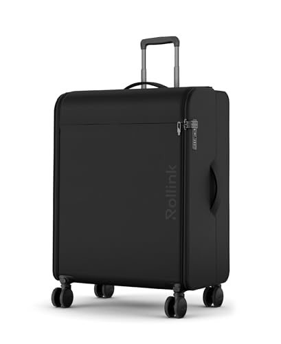 FUTO Faltbarer Koffer – Ultraflach Faltbar, Patentiert, mit Abnehmbaren Rädern – Revolutionäres Reisegepäck (Black, Medium 65x47x28cm) von Rollink
