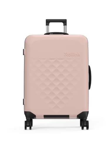Rollink Vega 360 - Leichter Faltbarer Koffer für stressfreies Reisen (Rose Smoke, Check-In M) von Rollink