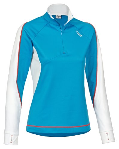 Rono Damen Langarm Top Zip Shirt Polarisarctic, Blue Jewel/White (3203), S von Rono