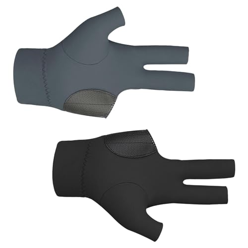 Ronyme 2 Stücke DREI Finger Billard Pool Handschuhe Separaten, Schwarz rechts und Grau Links von Ronyme
