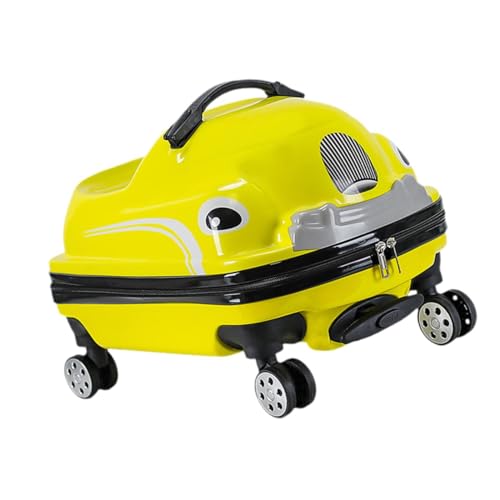 Ronyme 20" Aufsitz-Reisekoffer, Auto-Design, stabiles, tragbares Kinder-Hartschalen-Rollgepäck für Jungen und Mädchen, Gelb von Ronyme