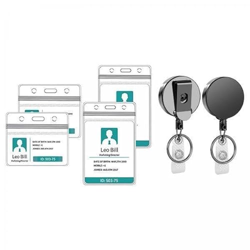 Ronyme 4x2 Pack Abzeichen Rollen Versenkbare ID Karte Halter Schlüsselanhänger Clip Lange Schnur Keychain von Ronyme