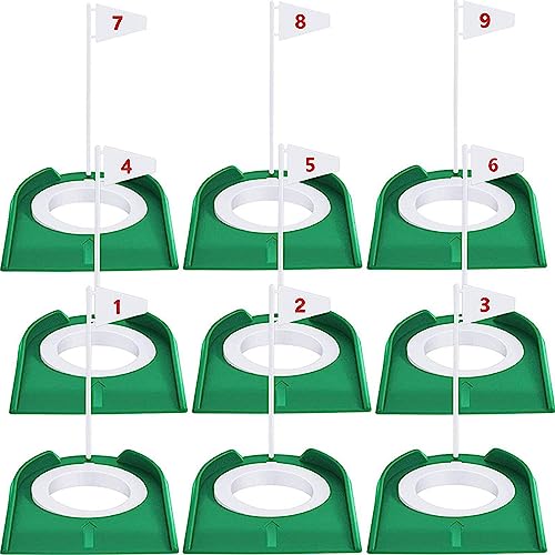 Ronyme 9 -Putting-Cup und Flagge, Golf-Übungs-Cup liefert All-Direction-Putt-Training, Loch-Putt-Trainingshilfe für Kinder, Männer, Garage, Büro, Weiße Flagge von Ronyme