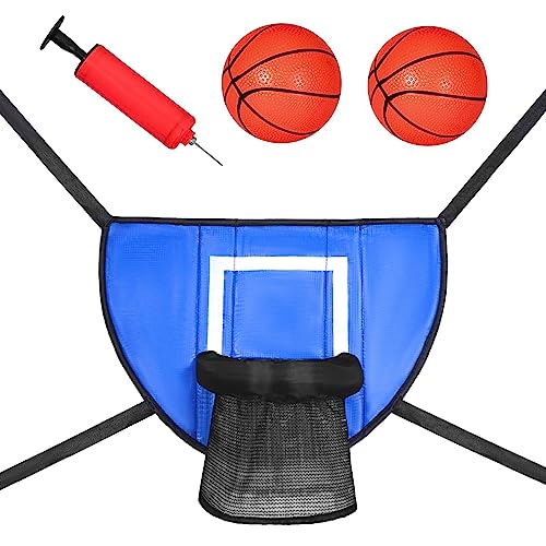 Ronyme Basketballkorb für Trampolin, Stabiler Basketballständer zum Eintauchen, universell mit Ballpumpe, Trampolin-Befestigungszubehör für Jungen und von Ronyme