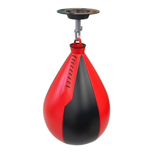 Ronyme Boxing Speed Pear Ball Speed Training PU- mit Haken und Inflator Boxing Reaction Ball Boxsack für Gym Indoor Men, Schwarz und Rot von Ronyme