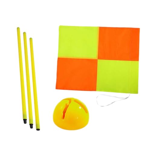 Ronyme Fußball-Eckfahne, Fußballfeld-Eckfahne, tragbares Trainingsgerätezubehör für Rasen, 1.5 m gelbe Basis von Ronyme