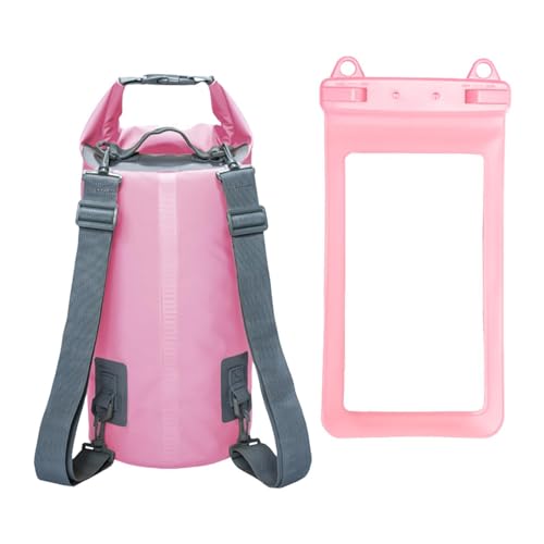 Ronyme Wasserdichter Dry Bag-Rucksack mit wasserdichter Telefonhülle, 5 l, wasserdichte Aufbewahrungstasche, verstellbare Schultergurte für Wassersport, ROSA von Ronyme