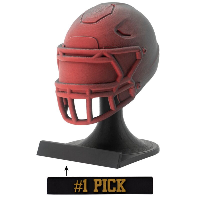 American Football MVP Helm Trophäe rot-schwarz Helm + Ständer No.1 Pick von Rookie GOAT