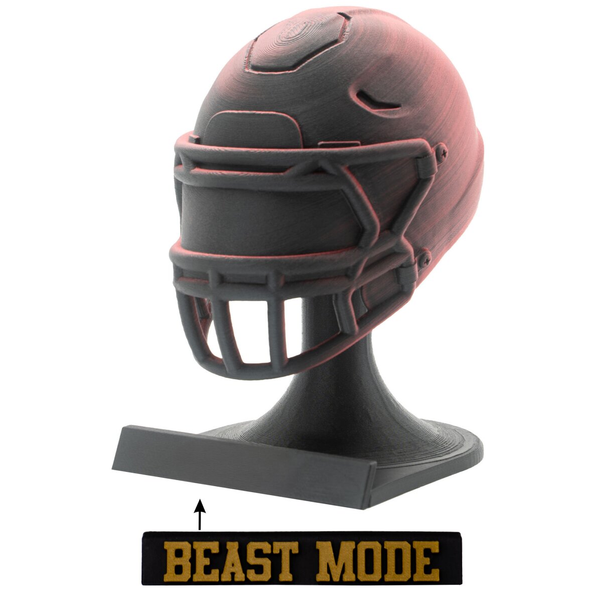 American Football MVP Helm Trophäe schwarz-rot Helm + Ständer Beast Mode von Rookie GOAT