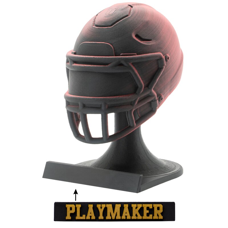 American Football MVP Helm Trophäe schwarz-rot Helm + Ständer Playmaker von Rookie GOAT