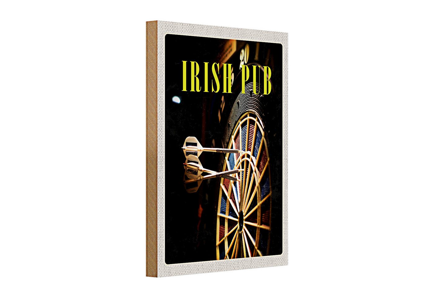 Roomando Holzbild Holzschild Reise 20x30cm Irland Kneipen Spiel Dartboard von Roomando