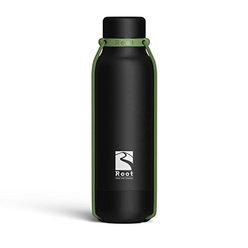Root-FTC Edelstahl Trinkflasche/Wasserflasche mit Deckel in 10 n - 530ml - Thermo Isolierflasche für jedes Getränk, Heiß & Kalt (~24 h) - Trainingsflasche Schwarz von Root Feed The Change