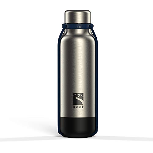 Root-FTC Edelstahl Trinkflasche/Wasserflasche mit Deckel in 10 n - 700ml - Thermo Isolierflasche für jedes Getränk, Heiß & Kalt (~24 h) - Trainingsflasche Blau von Root Feed The Change