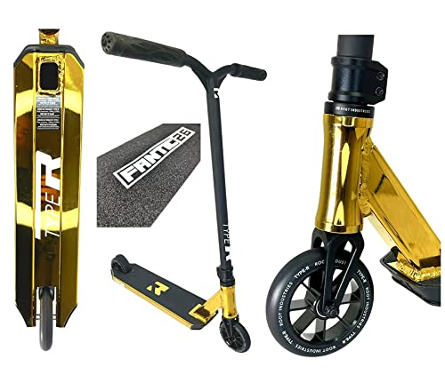 Root Industries R-Type Stunt-Scooter H= 82,5mm Park Trick Tret Roller Gold + Fantic26 Sticker + Griptape von Root Industries