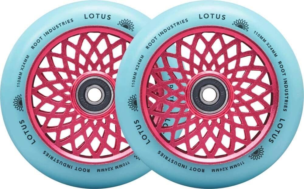 Root Industries Stuntscooter 2 x Root Industries Lotus Stunt-Scooter Rolle 110mm Pink/PU Isotope von Root Industries