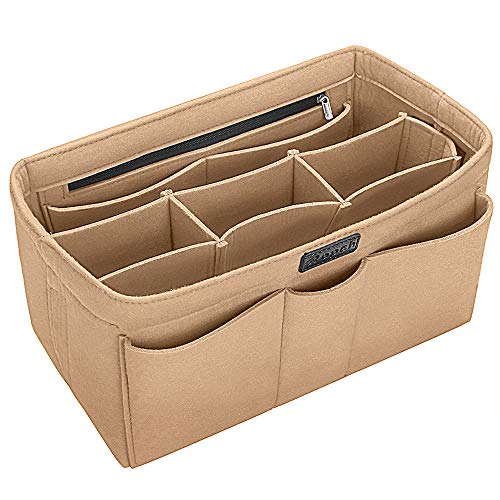 Ropch Handtaschen Organizer Taschenorganizer mit Fächer Geldbeutel-Einsatz Bag in Bag Handtaschenordner, Beige - XL von Ropch