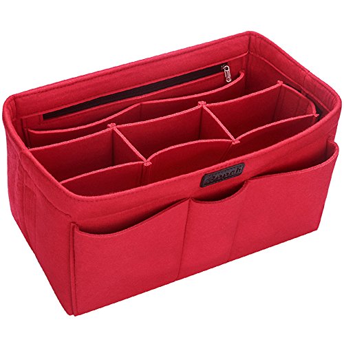 Ropch Taschenorganizer Filz Innentaschen für Handtaschen, Geldbeutel-Einsatz Reisetasche, Rot - L von Ropch