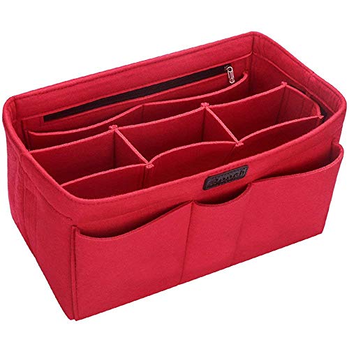 Ropch Taschenorganizer Filz Innentaschen für Handtaschen, Geldbeutel-Einsatz Reisetasche, Rot - XL von Ropch