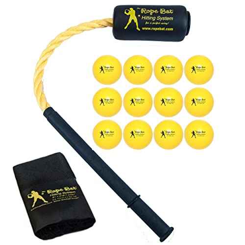 Rope Bat - Ultimative Kombination mit 12 weichen Trainingsbällen – Baseball- und Softball-Schaukeltrainer, Trainingsgerät, Schlaghilfe von Rope Bat