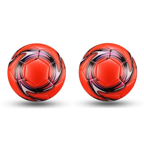 Rordigo 2 Stück Professioneller Fußball, Größe 5, Offizieller Fußball-Trainingsfußball, Sehr Geeignet für Körperliche Betätigung, Rot von Rordigo