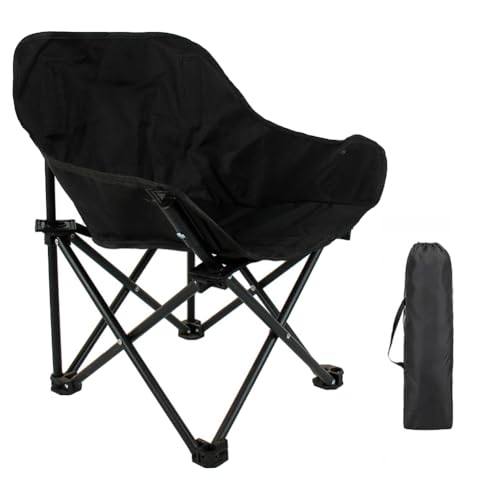Rordigo Klappbarer Outdoor-Stuhl, Tragbarer Campingstuhl mit Seitentasche und Tragetasche, Schwarz von Rordigo
