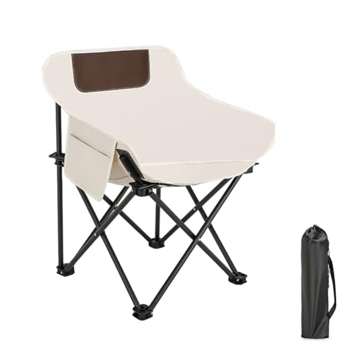 Rordigo Tragbarer Klappbarer Campingstuhl, Outdoor-Stuhl mit Aluminiumrahmen für Wandern und Strand, Weiß von Rordigo