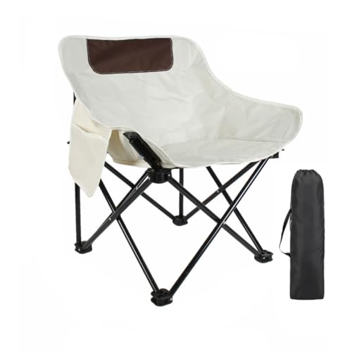 Rordigo Wander-Outdoor-Stuhl, Klappbarer Campingstuhl mit Seitentasche und Tragetasche, Weiß von Rordigo