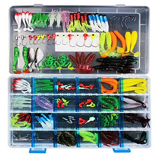 Fischköder Kunstköder Set, Angelköder Meer Wobbler Gummifisch Minnow Crankbait Barsch Forelle Hecht Forelle Zander Barsch 146 Stück von RoseFlower