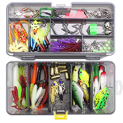 Fischköder Kunstköder Set, Angelköder Meer Wobbler Gummifisch Minnow Crankbait Barsch Forelle Hecht Forelle Zander Barsch 168 Stück von RoseFlower