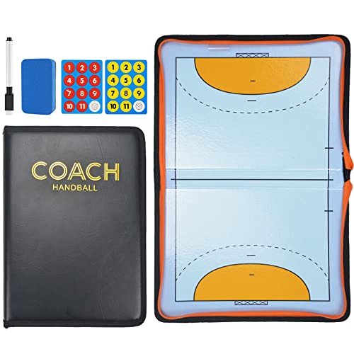 RoseFlower Taktiktafel Handball, Handball Trainer Taktikmappe mit Marker Stift Magneten, Profi Tatktikboard Handball Coach-Board, Taktikbrett Handball für die Schulung oder Spielanalyse von RoseFlower