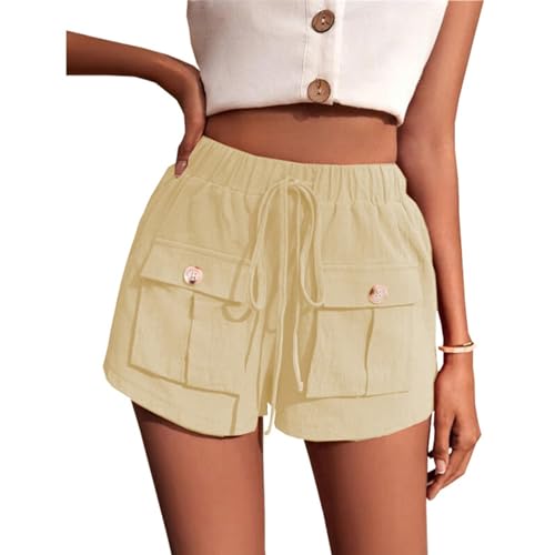 Meine Bestellungen Anzeigen Kurze Hose Damen Gym Shorts Kurze Sweathose Damen Damen Cargo Shorts Badeanzug Mit Shorts Damen Damen Bermuda Shorts Kurze Sporthose (Beige, XL von Rosennie