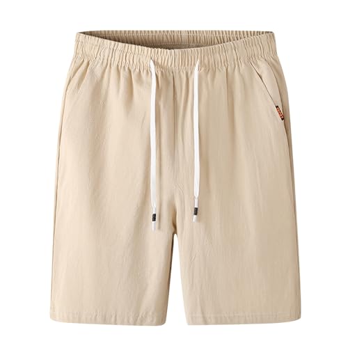 Outlet Angebote Jeans Shorts Herren Kurze Hose Herren Sommer Men's Shorts Einfarbiges Tunnelzug Hawaii Shorts Mit Taschen Boxing Shorts (Khaki, XL) von Rosennie